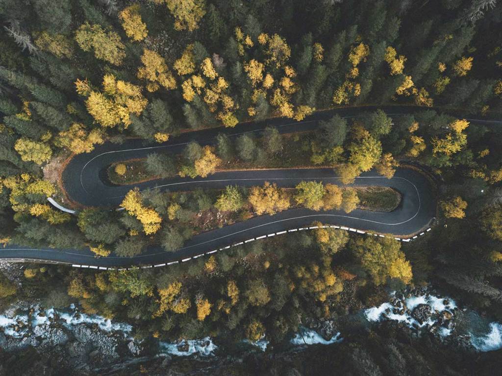 Aerial view of road along the coaST