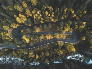 Aerial view of road along the coaST